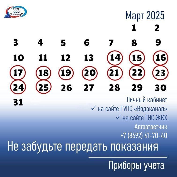 Водоканал: Абонентам необходимо передавать показания водомеров ежемесячно до 25 числа