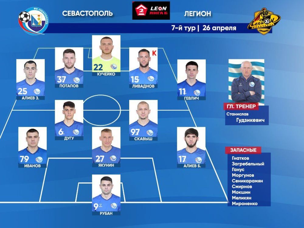 Смотрите в 17:00 матч ФК «Севастополь» против ФК «Легион»