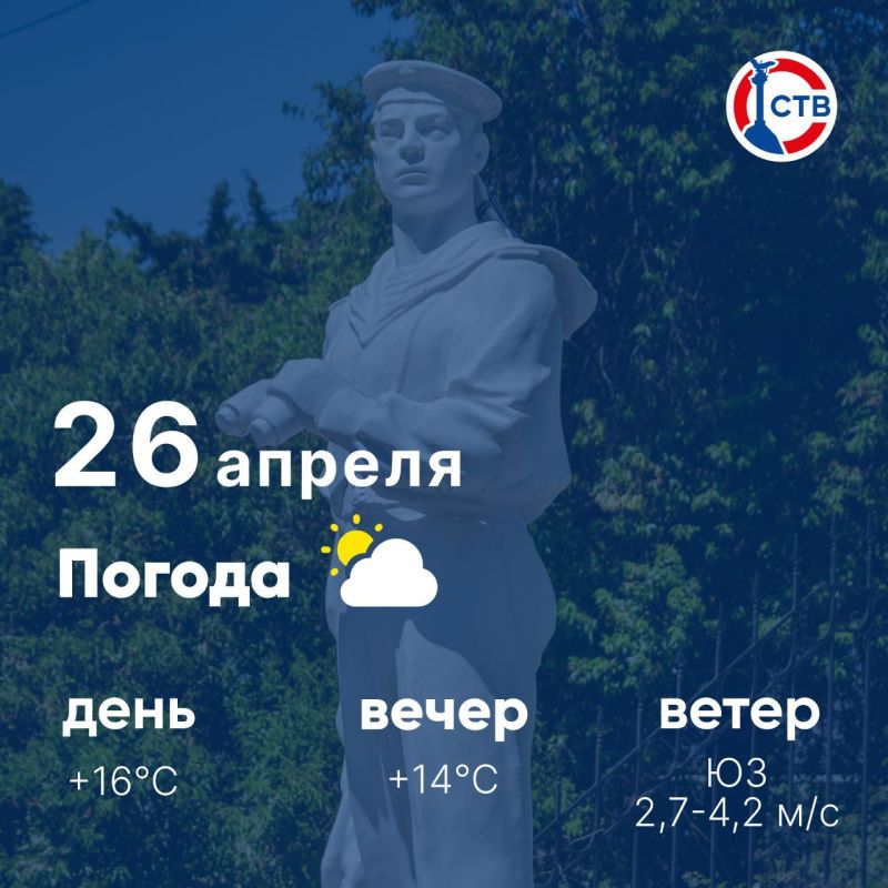 Доброе утро, севастопольцы! Сегодня, 26 апреля, в городе переменная облачность