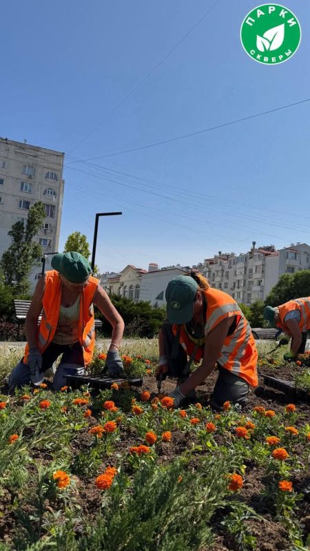 В сквер им. Астана Кесаева расцвел живописный цветочный орнамент