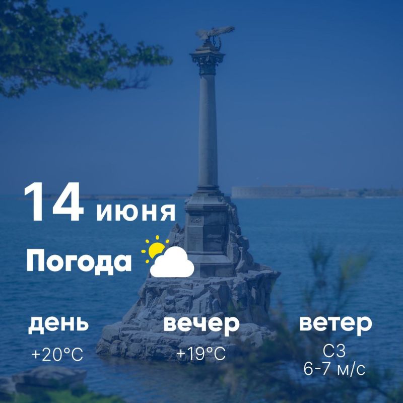 Доброе утро, севастопольцы! Сегодня, 14 июня, в городе переменная облачность