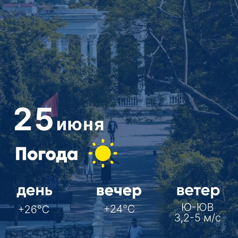 Доброе утро, севастопольцы! Сегодня, 25 июня, в городе солнечно