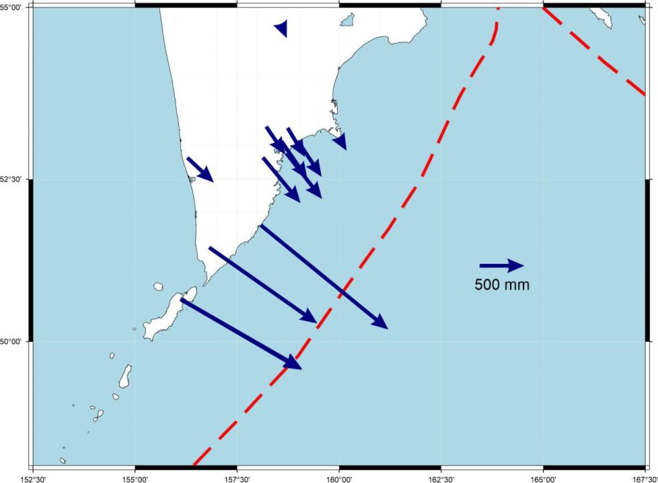 Южная часть полуострова Камчатка после недавнего сильного землетрясения сдвинулась почти на 2 метра на юго-восток — филиал геофизической службы РАН
