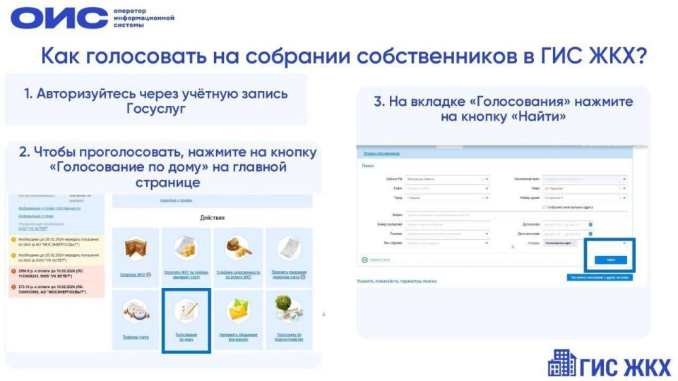 Система ГИС ЖКХ и мобильное приложение "Госуслуги Дом" стала основной площадкой для проведения собраний собственников жилья