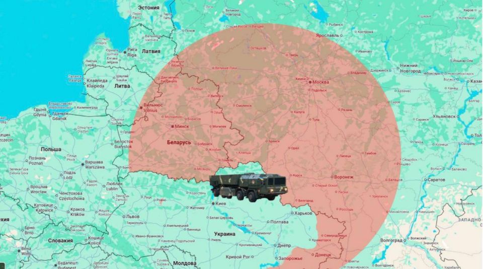 Карту радиуса возможного поражения украинскими дальнобойными ракетами «Сапсан» показала ФСБ