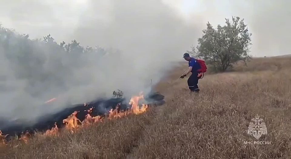 В Крыму спасатели защитили от огня 4 села в Белогорском и Советском районах — МЧС РФ