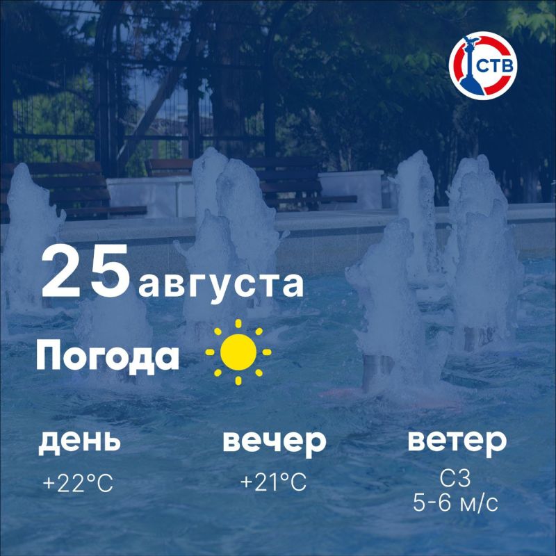 Доброе утро, севастопольцы! Сегодня, 25 августа, в городе ясно