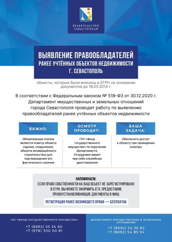 Николай Приставка: Уважаемые севастопольцы! Важная информация о вашей недвижимости!