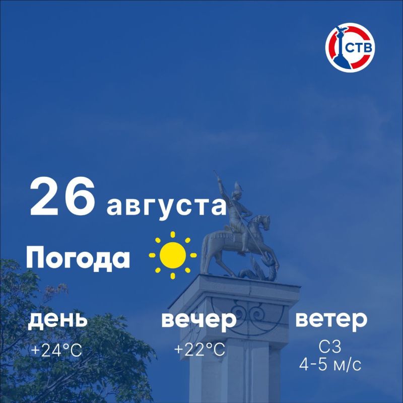 Доброе утро, севастопольцы! Сегодня, 26 августа, в городе ясно