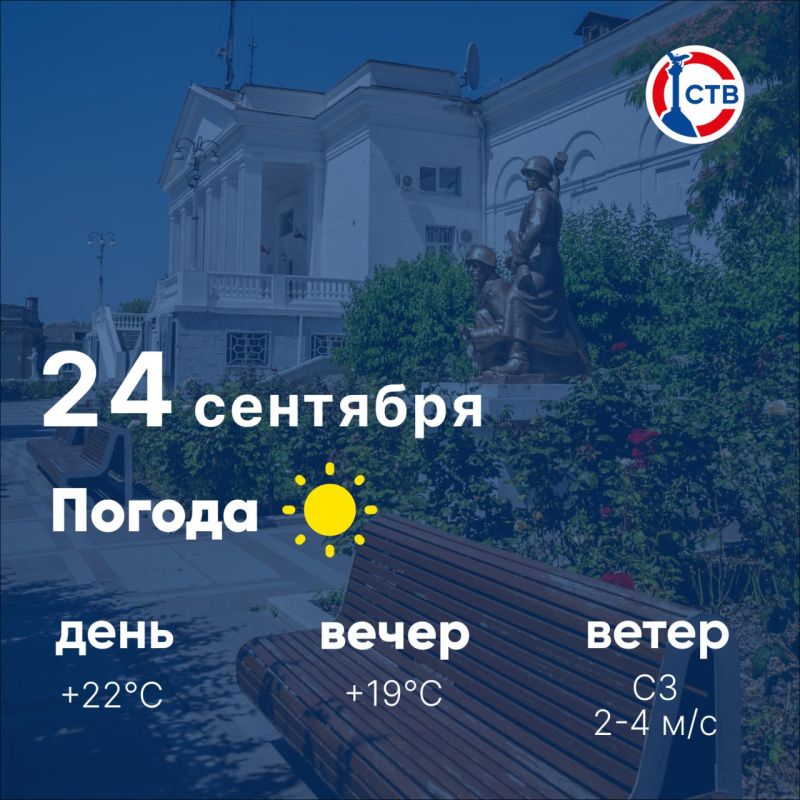 Доброе утро, севастопольцы! Сегодня, 24 сентября, в городе ясно