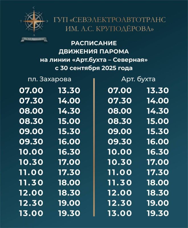 "С 30 сентября на линию «Арт.Бухта — Северная» вышел второй паром «Адмирал Истомин» и работает согласно расписанию", — сообщили в Дептрансе