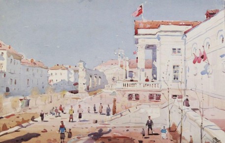 Кинотеатр «Победа». Картина пейзажиста ХХ века Юрия Химича, 1953 год