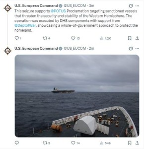 Европейское командование ВС США подтвердило задержание российского нефтяного танкера "Маринера" в Атлантическом океане