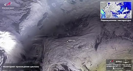 Аппараты Роскосмоса зафиксировали циклон, из-за которого в Москве третий день идёт снегопад