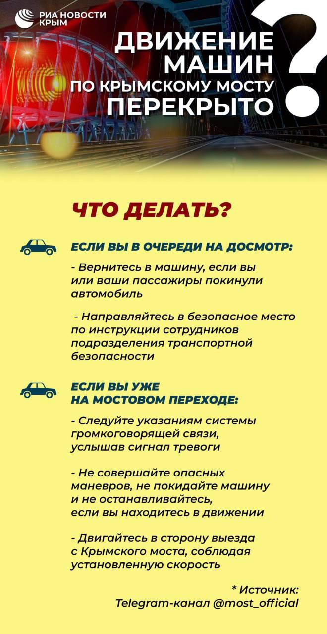 Движение автотранспорта по Крымскому мосту временно перекрыто
